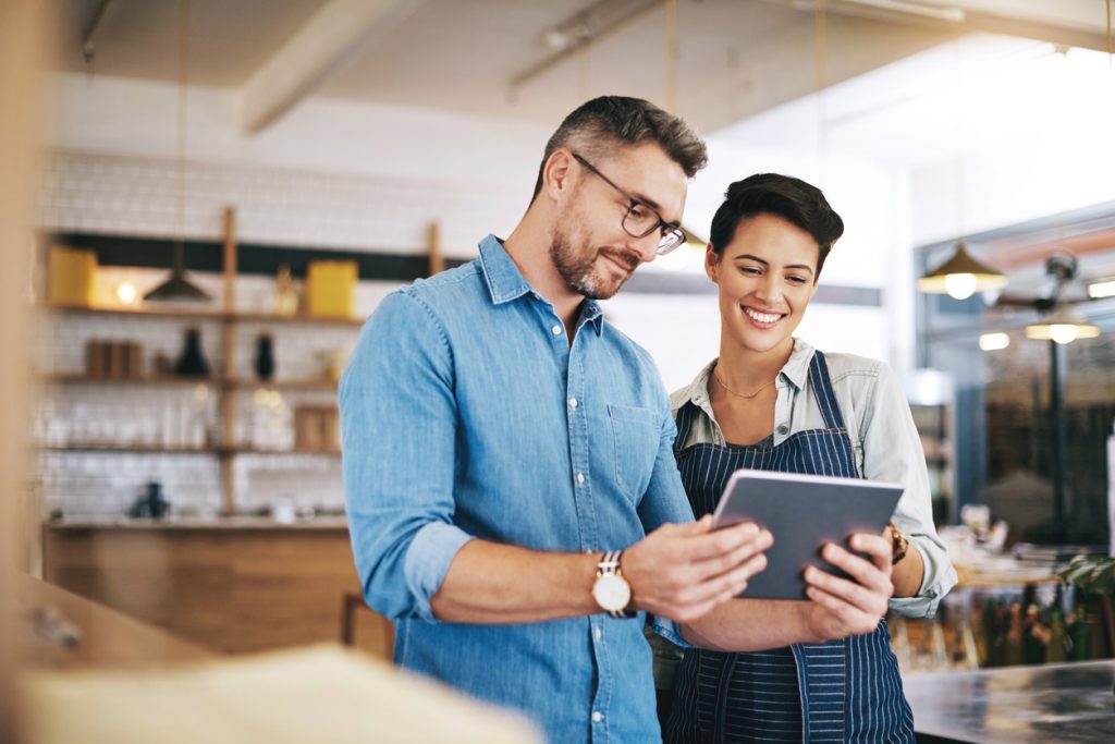 discussing business stats